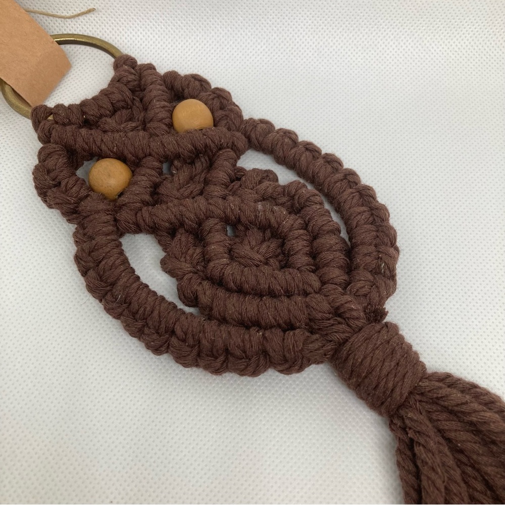 Handcrafted Macrame Owl on Metal Ring 12 Inch x 3.5 Inch